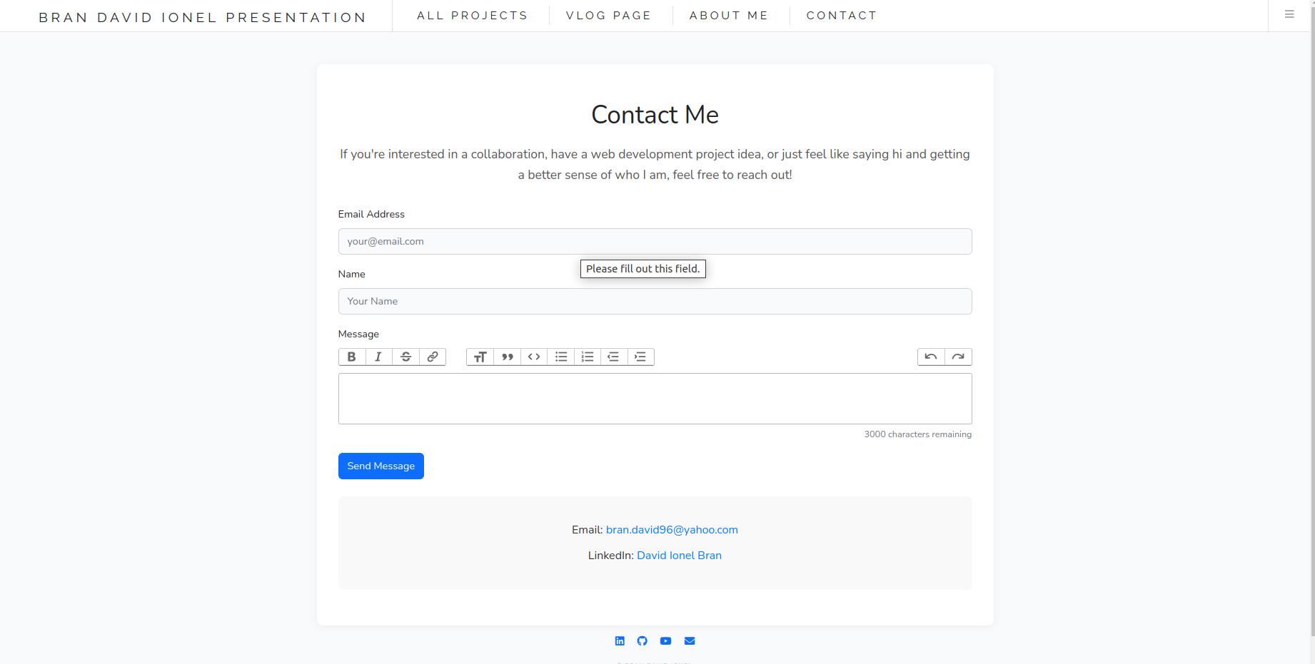 New contact form screenshot